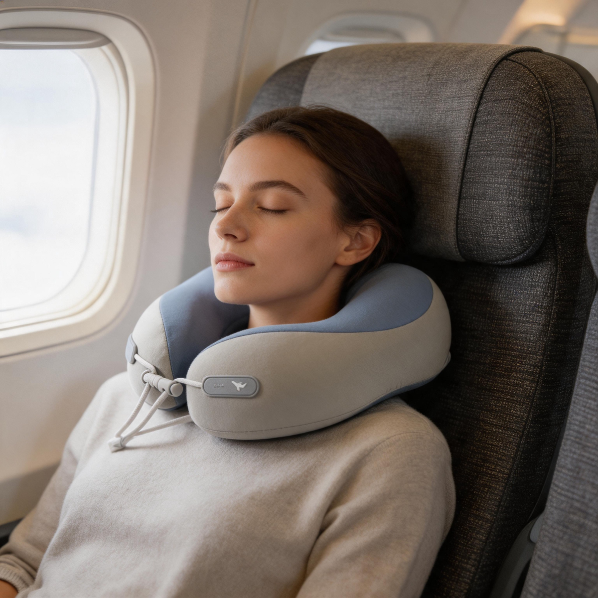 ✈️ Travel Neck Pillow | Soft Fabric | Flights | Travelers | Dual-Tone Comfort