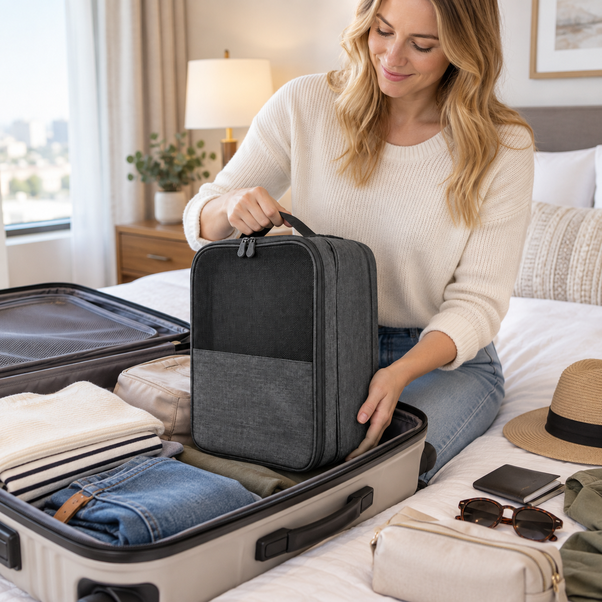 👟 Shoe Organizer | Durable Fabric | Travel Packing | Travelers | Multi-Layer Storage