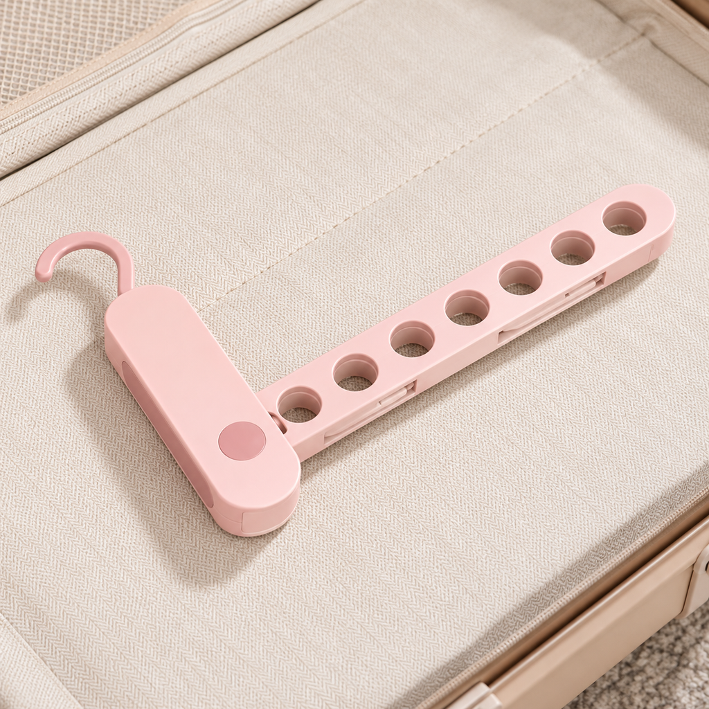 🧳 Folding Hanger | Durable Plastic | Travel | Frequent Travelers | 7-Hole Design