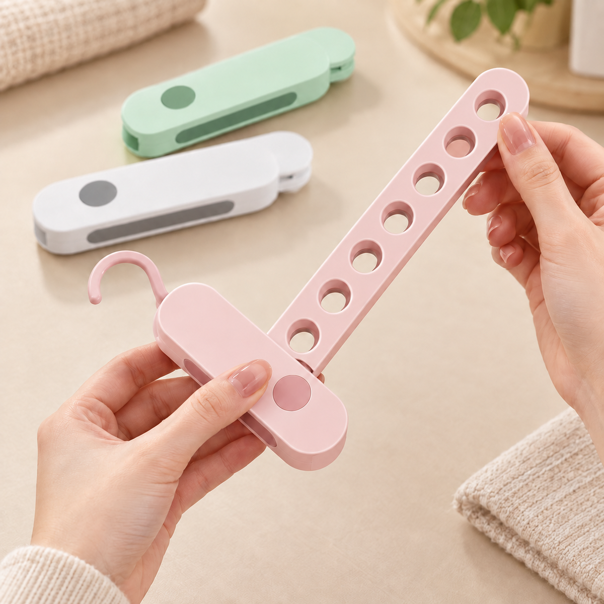 🧳 Folding Hanger | Durable Plastic | Travel | Frequent Travelers | 7-Hole Design