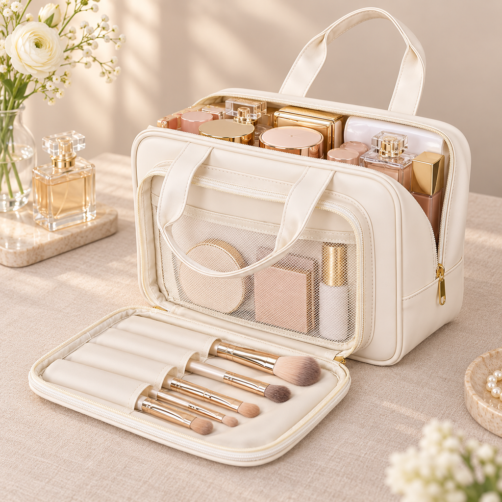 💄 Makeup Bag | PU Leather | Travel | Women | Elegant Carry