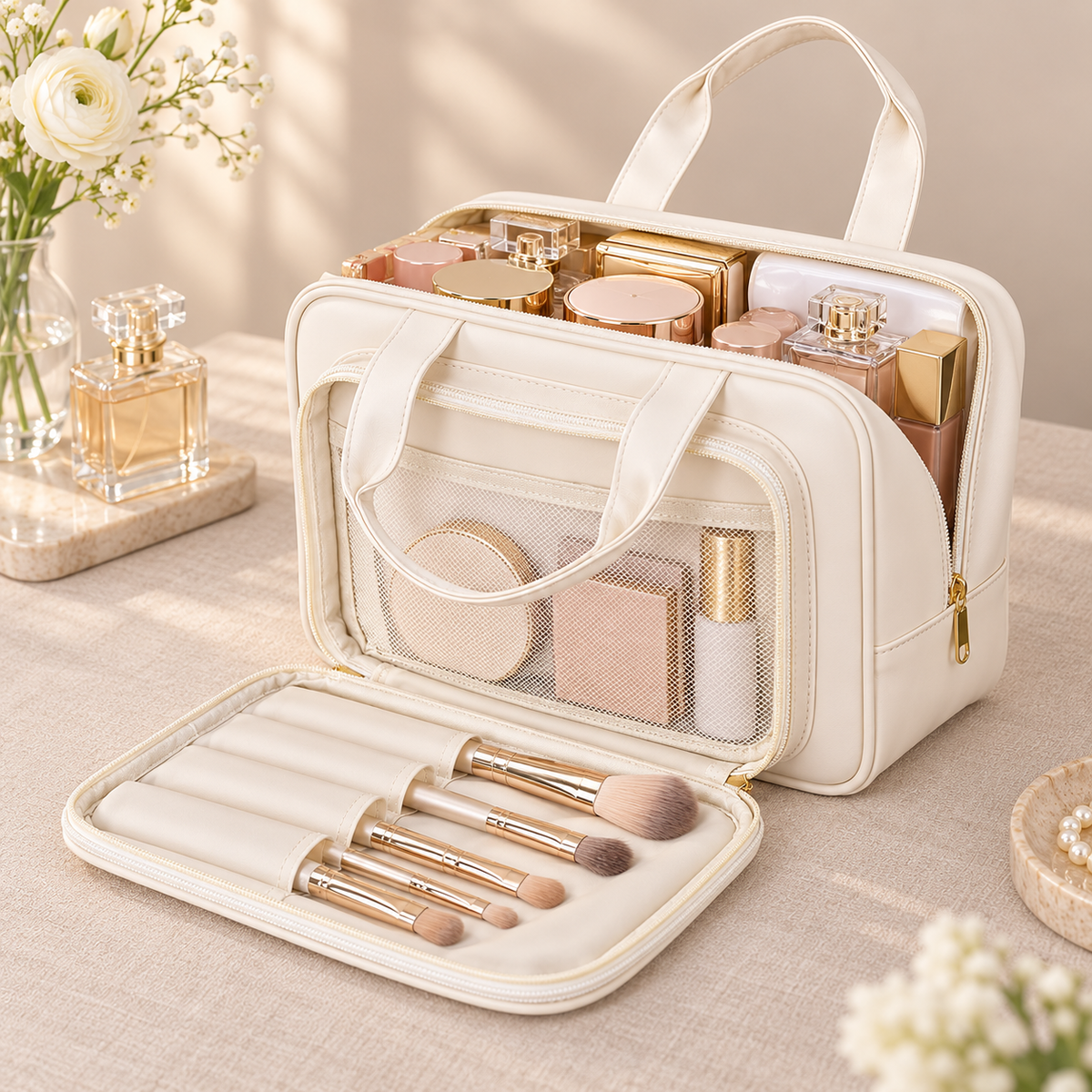 💄 Makeup Bag | PU Leather | Travel | Women | Elegant Carry