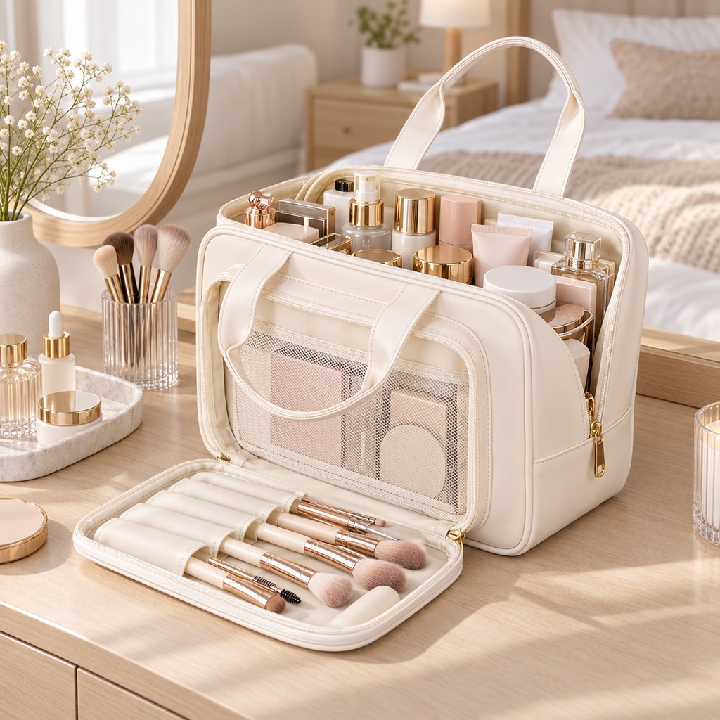 💄 Makeup Bag | PU Leather | Travel | Women | Elegant Carry