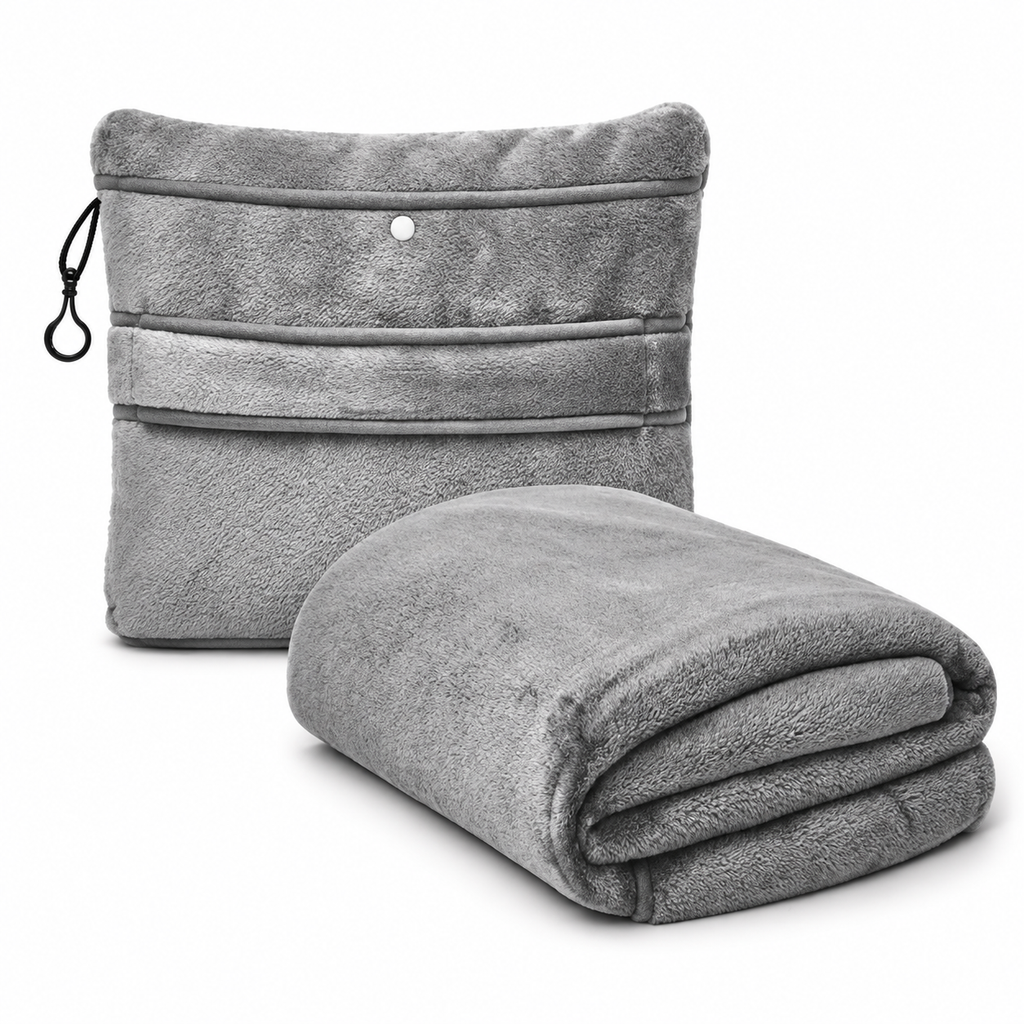 🧣 Travel Blanket | Plush Fleece | Flights | Travelers | Packable Warmth
