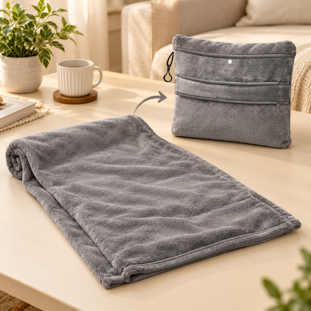 🧣 Travel Blanket | Plush Fleece | Flights | Travelers | Packable Warmth