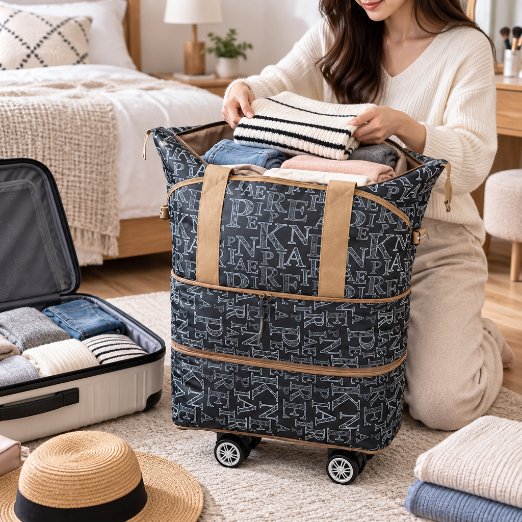 🧳 Travel-Ready | Lightweight Fabric | Trips | Travelers | Expandable Rolling Storage