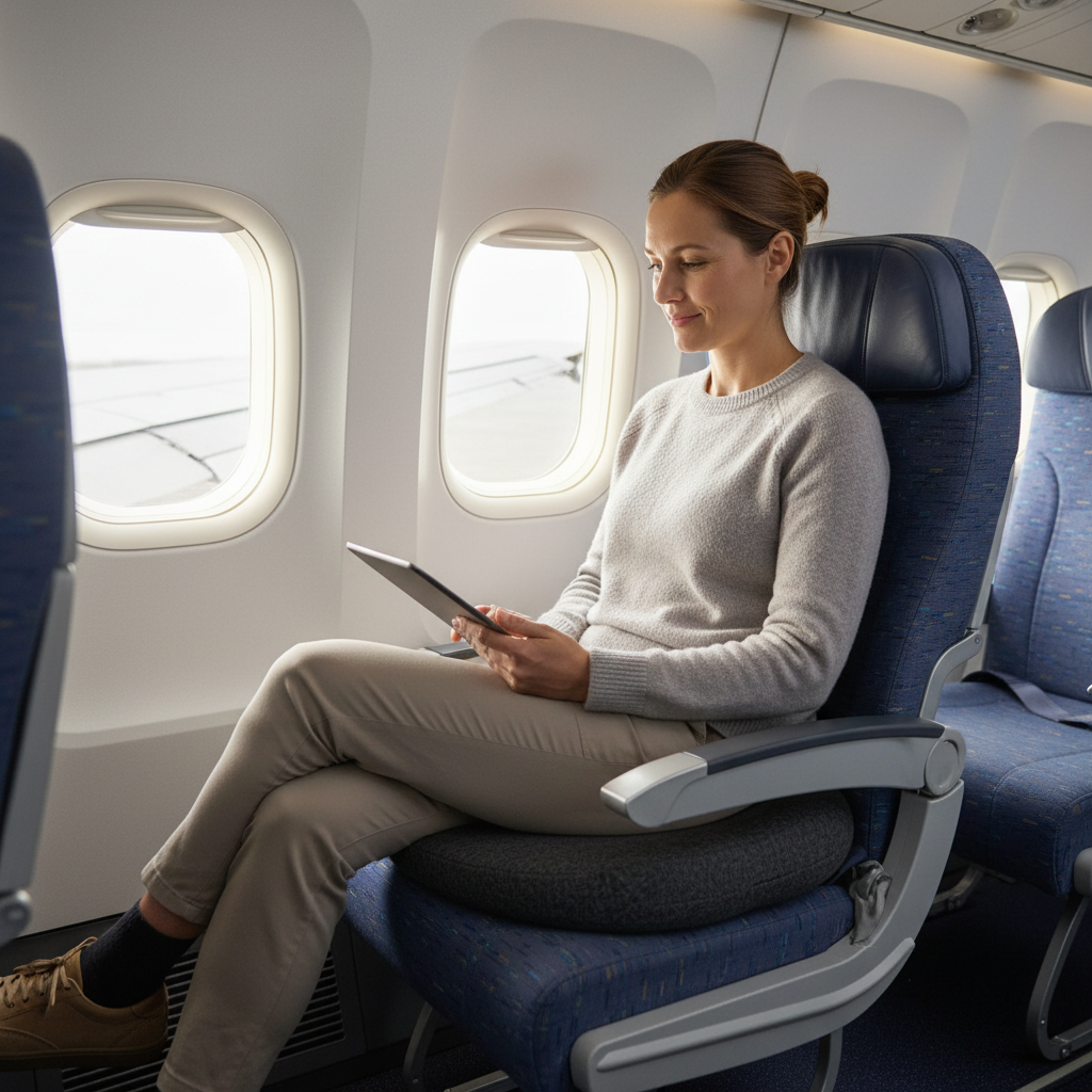 ✈️ Travel Comfort | Fabric Cushion | Flights | Travelers | Ergonomic Support