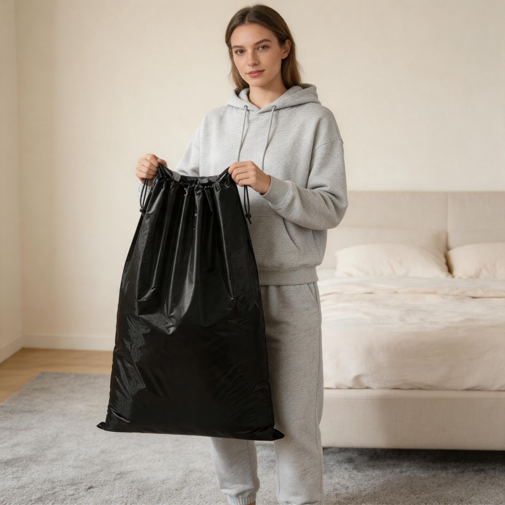 🖤 Laundry Bag | PE Drawstring | Travel | Travelers | Sleek Black