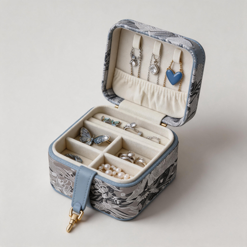 💎 Jewelry Organizer | Jacquard PU | Travel | Her | Compact Elegance