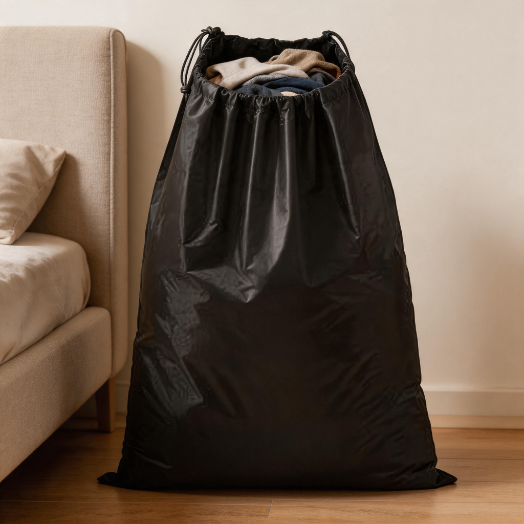🖤 Laundry Bag | PE Drawstring | Travel | Travelers | Sleek Black