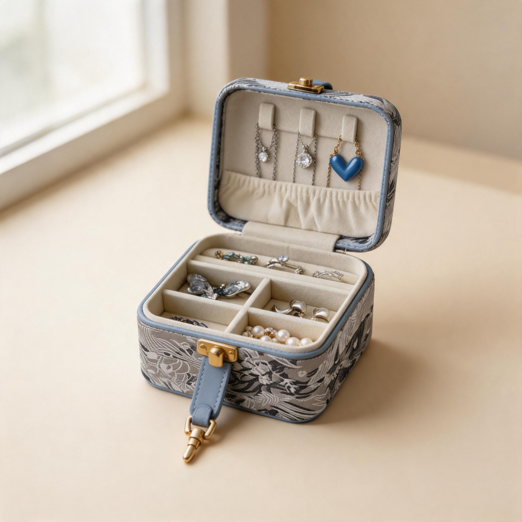 💎 Jewelry Organizer | Jacquard PU | Travel | Her | Compact Elegance