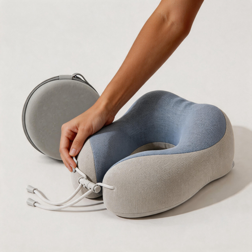 ✈️ Travel Neck Pillow | Soft Fabric | Flights | Travelers | Dual-Tone Comfort