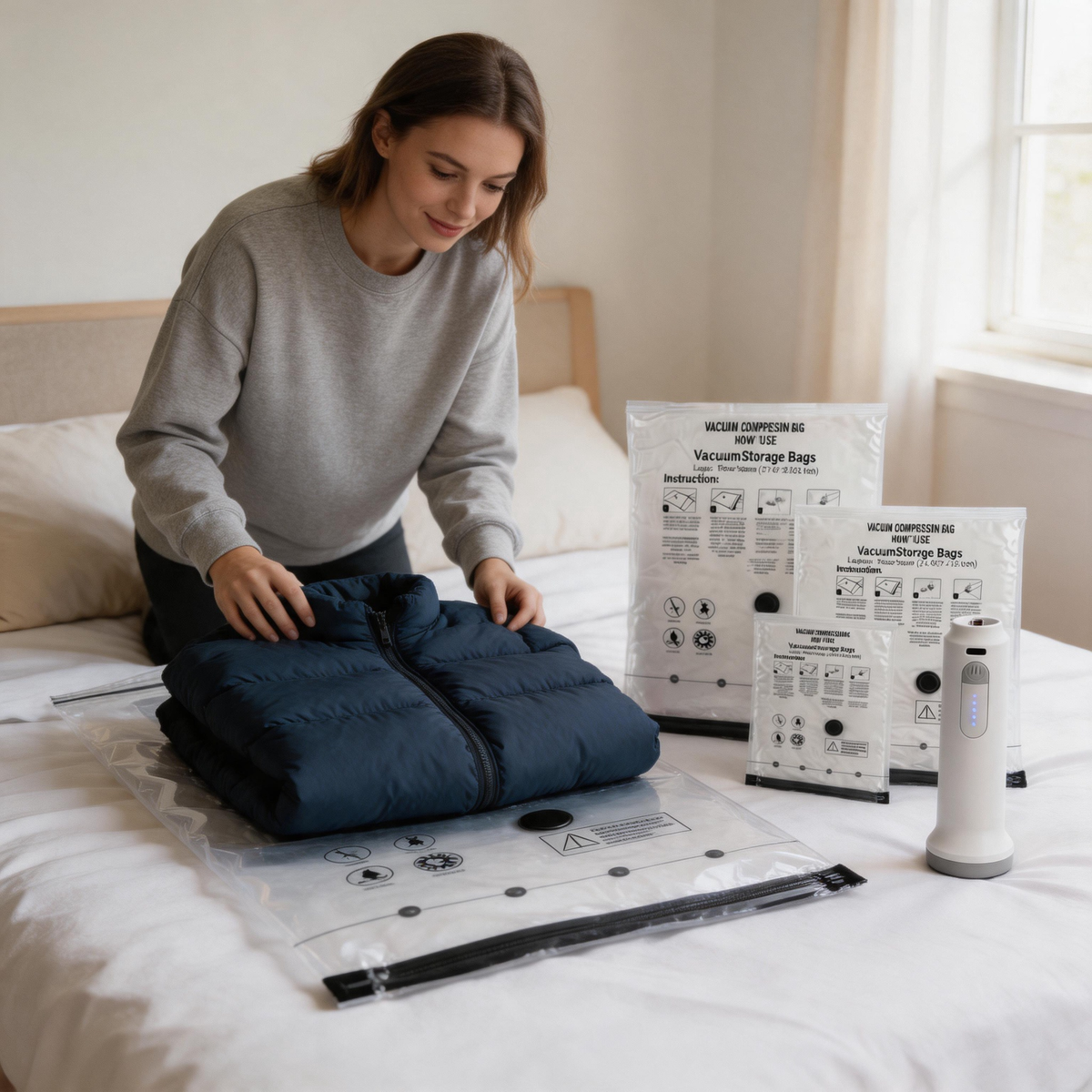 🧳 Vacuum Storage Bags | Clear Film | Travel | Travelers | Electric Pump