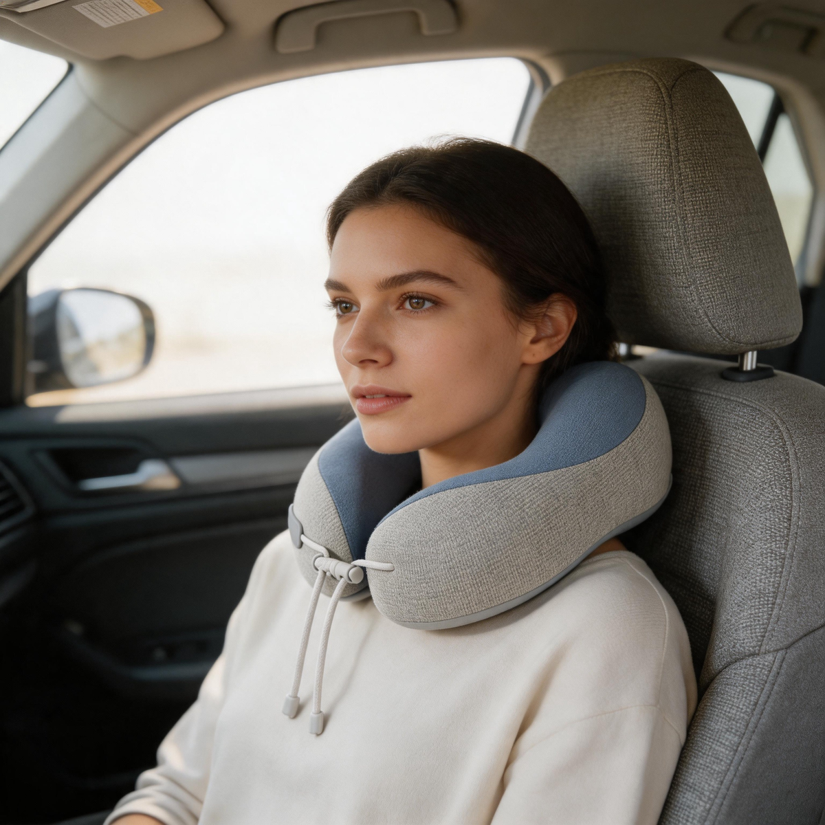 ✈️ Travel Neck Pillow | Soft Fabric | Flights | Travelers | Dual-Tone Comfort