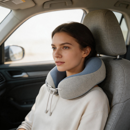 ✈️ Travel Neck Pillow | Soft Fabric | Flights | Travelers | Dual-Tone Comfort