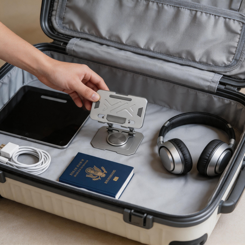 🧭 Tablet Stand | Metal | Travel | Travelers | Flexible Viewing Angle