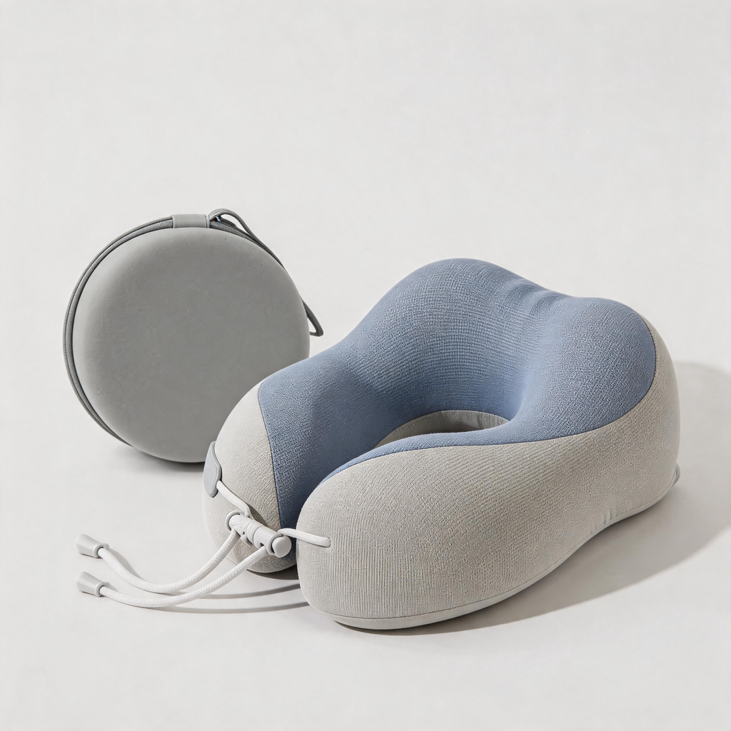 ✈️ Travel Neck Pillow | Soft Fabric | Flights | Travelers | Dual-Tone Comfort