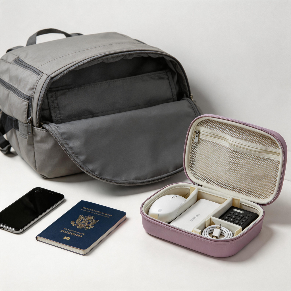 💻 Tech Organizer | Hard Shell | Travel | Professionals | Smart Compartments