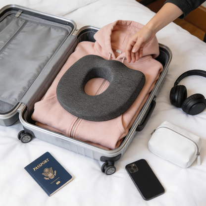 ✈️ Travel Comfort | Fabric Cushion | Flights | Travelers | Ergonomic Support
