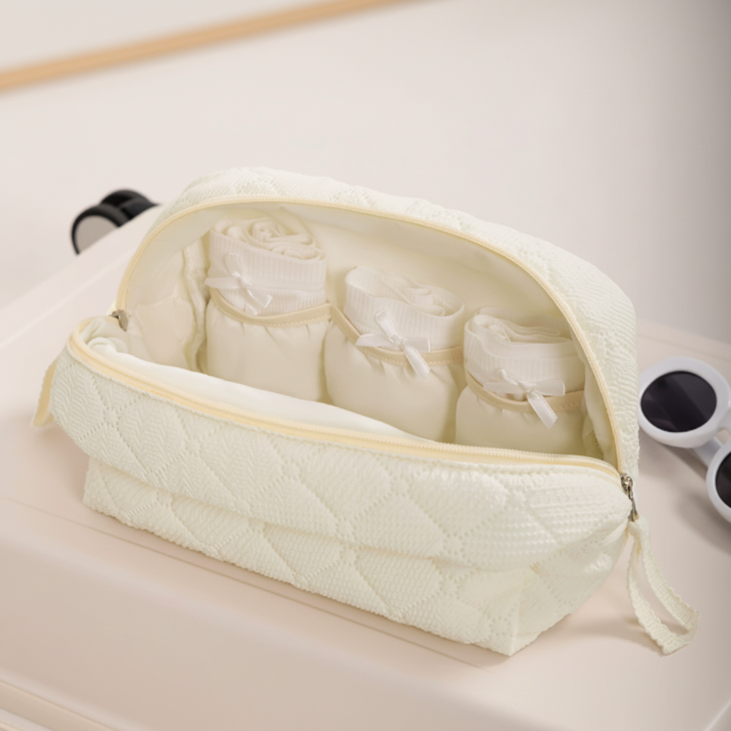 🌙 Lingerie Organizer | Quilted Fabric | Travel Packing | Women Travelers | Protective Storage